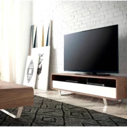 Meuble TV En Bois Et Acier Chromé 3046 ANGEL CERDA -Pas Cher Mobiliora Magasin meuble tv 18438475