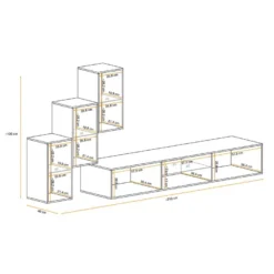 Ensemble Meuble TV "Switch XXII" 210cm Noir & Blanc -Pas Cher Mobiliora Magasin meuble tv 18444811