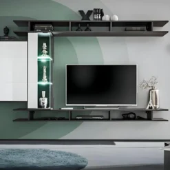 Ensemble Meuble TV "Game" 230cm Noyer & Blanc