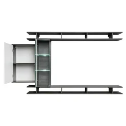 Ensemble Meuble TV "Game" 230cm Noyer & Blanc -Pas Cher Mobiliora Magasin meuble tv 18444859