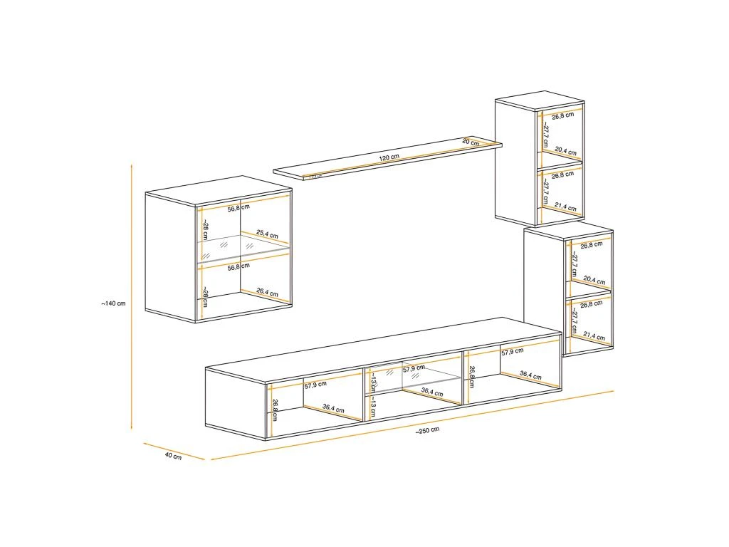 Ensemble Meuble TV "Switch XXIII" 250cm Naturel & Blanc 6 Ensemble Meuble TV "Switch XXIII" 250cm Naturel & Blanc – Image 4