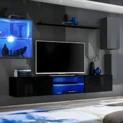 Ensemble Meuble TV "Switch XXIII" 250cm Gris & Noir