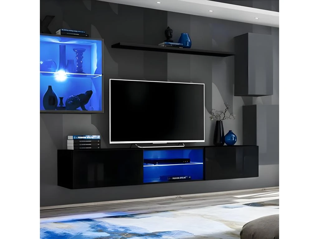 Ensemble Meuble TV "Switch XXIII" 250cm Gris & Noir 3 Ensemble Meuble TV "Switch XXIII" 250cm Gris & Noir