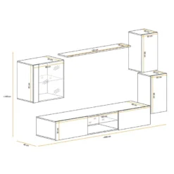 Ensemble Meuble TV "Switch XXIII" 250cm Gris & Noir 8 Ensemble Meuble TV "Switch XXIII" 250cm Gris & Noir -Pas Cher Mobiliora Magasin meuble tv 18458009