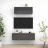 Ensemble De Meuble TV 2 Pcs Gris Brillant Aggloméré