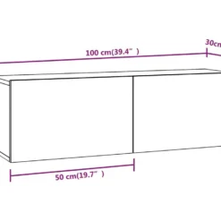 Meubles TV Muraux 2 Pcs Noir 100x30x30 Cm Bois D'ingénierie -Pas Cher Mobiliora Magasin meuble tv 18783685