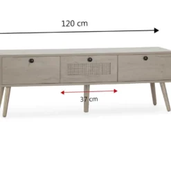 Meuble TV Bella 3 Portes Couleur Chêne Avec Rotin Naturel 13 Meuble TV Bella 3 Portes Couleur Chêne Avec Rotin Naturel -Pas Cher Mobiliora Magasin meuble tv 18851727