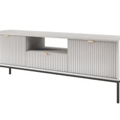 Meuble TV Avec 2 Portes, 1 Tiroir Et 1 Niche - Gris - LIOUBA De Pascal MORABITO -Pas Cher Mobiliora Magasin meuble tv 1899115