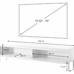 Meuble TV - 175 Cm - Couleur Gris-beige - Bemmi -Pas Cher Mobiliora Magasin meuble tv 19125689
