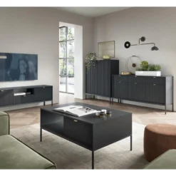 Meuble TV Avec 2 Portes, 1 Tiroir Et 1 Niche - Noir - LIOUBA De Pascal MORABITO -Pas Cher Mobiliora Magasin meuble tv 19208933