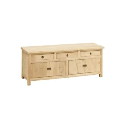 Meuble TV 4 Portes 3 Tiroirs Bois Naturel Clair - ODENSE