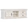 Meuble Télé Buffet Tv Télévision Design Pratique Blanc 120 Cm Bois Massif De Manguier 2502037