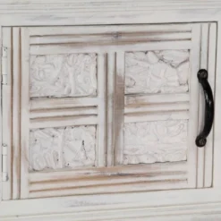 Meuble Télé Buffet Tv Télévision Design Pratique Blanc 120 Cm Bois Massif De Manguier 2502037 -Pas Cher Mobiliora Magasin meuble tv 19446465