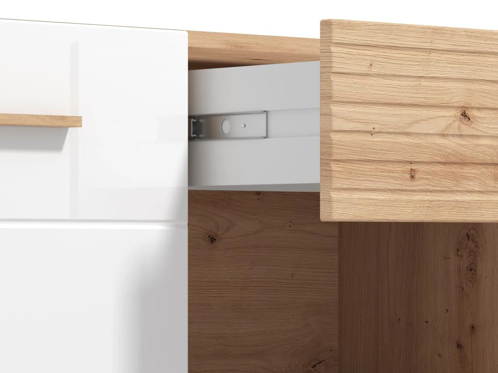 Meuble TV Avec 2 Portes, 1 Tiroir Et 1 Niche En MDF - Naturel Clair Et Blanc - EZGI 9 Meuble TV Avec 2 Portes, 1 Tiroir Et 1 Niche En MDF - Naturel Clair Et Blanc - EZGI â Image 7