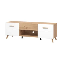 Meuble TV Avec 2 Portes, 1 Tiroir Et 1 Niche En MDF - Naturel Clair Et Blanc - EZGI 14 Meuble TV Avec 2 Portes, 1 Tiroir Et 1 Niche En MDF - Naturel Clair Et Blanc - EZGI -Pas Cher Mobiliora Magasin meuble tv 19461965