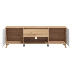 Meuble TV Avec 2 Portes, 1 Tiroir Et 1 Niche En MDF - Naturel Clair Et Blanc - EZGI 12 Meuble TV Avec 2 Portes, 1 Tiroir Et 1 Niche En MDF - Naturel Clair Et Blanc - EZGI -Pas Cher Mobiliora Magasin meuble tv 19461979