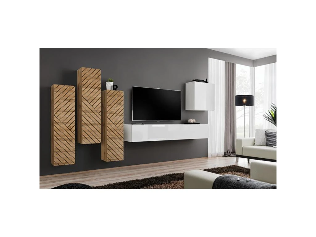 Meuble TV Suspendu 180cm Coloris Blanc Collection SWITCH. Finitions Brillantes. 5 Meuble TV Suspendu 180cm Coloris Blanc Collection SWITCH. Finitions Brillantes. – Image 3