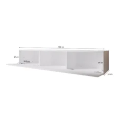 FURNIX Meuble Tv Debout / Suspendu Zibo 160 Cm Vieux Bois Mat / Blanc Brillant Style Moderne Avec Compartiments Fermés -Pas Cher Mobiliora Magasin meuble tv 19557531