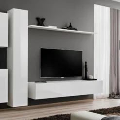 Meuble TV Mural Design "Switch VI" 330cm Blanc 8 Meuble TV Mural Design "Switch VI" 330cm Blanc -Pas Cher Mobiliora Magasin meuble tv 19714613
