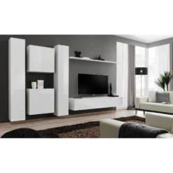 Meuble TV Mural Design "Switch VI" 330cm Blanc 9 Meuble TV Mural Design "Switch VI" 330cm Blanc -Pas Cher Mobiliora Magasin meuble tv 19714615