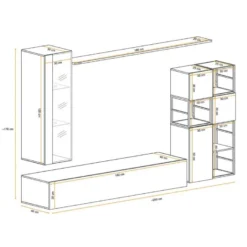 Ensemble Meuble TV Design "Switch II" 250cm Blanc & Noir -Pas Cher Mobiliora Magasin meuble tv 19714629