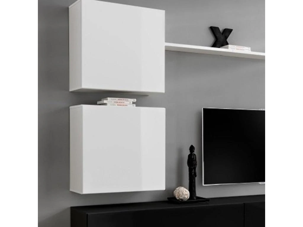 Meuble TV Mural Design "Switch VIII" 280cm Blanc & Noir 4 Meuble TV Mural Design "Switch VIII" 280cm Blanc & Noir – Image 2