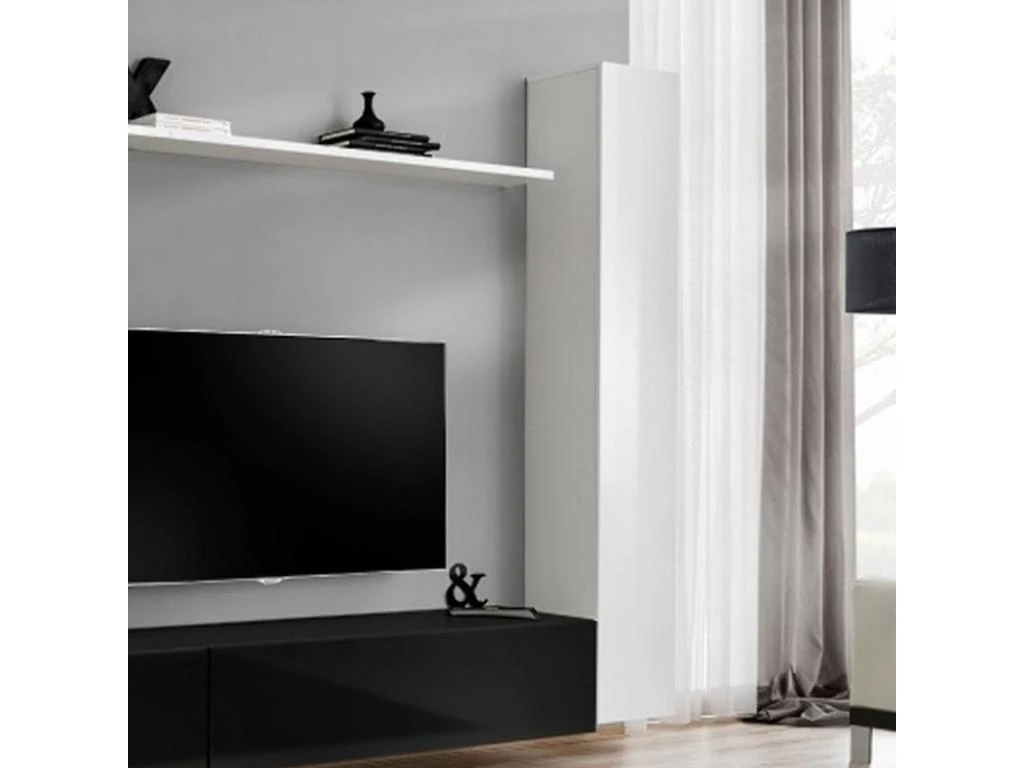 Meuble TV Mural Design "Switch VIII" 280cm Blanc & Noir 5 Meuble TV Mural Design "Switch VIII" 280cm Blanc & Noir – Image 3