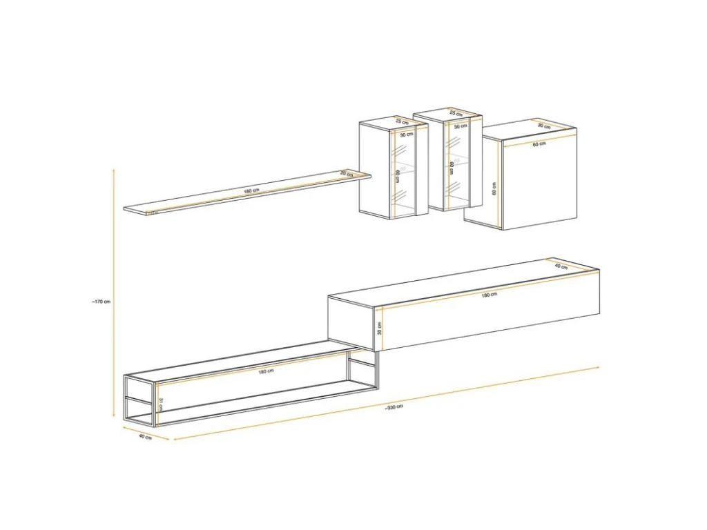 Ensemble Meuble TV Design "Switch I" 330cm Naturel & Noir 5 Ensemble Meuble TV Design "Switch I" 330cm Naturel & Noir – Image 3