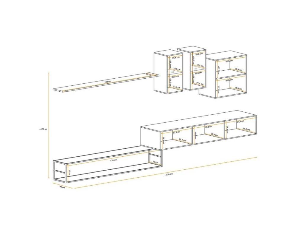 Ensemble Meuble TV Design "Switch I" 330cm Naturel & Noir 6 Ensemble Meuble TV Design "Switch I" 330cm Naturel & Noir – Image 4