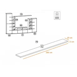 Ensemble Meuble TV & Bibliothèque "Leave" 300cm Blanc & Noir 9 Ensemble Meuble TV & Bibliothèque "Leave" 300cm Blanc & Noir -Pas Cher Mobiliora Magasin meuble tv 19714857