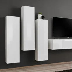 Meuble TV Mural Design "Switch III" 330cm Blanc 7 Meuble TV Mural Design "Switch III" 330cm Blanc -Pas Cher Mobiliora Magasin meuble tv 19714965