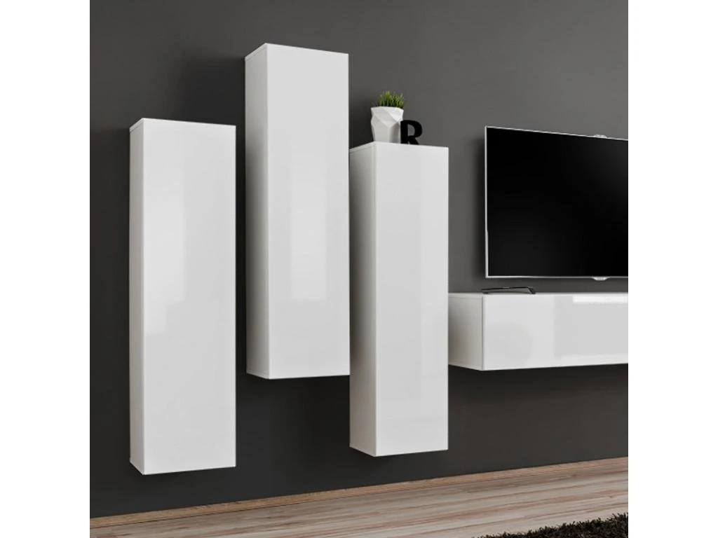 Meuble TV Mural Design "Switch III" 330cm Blanc 4 Meuble TV Mural Design "Switch III" 330cm Blanc – Image 2