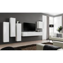Meuble TV Mural Design "Switch III" 330cm Blanc 9 Meuble TV Mural Design "Switch III" 330cm Blanc -Pas Cher Mobiliora Magasin meuble tv 19714969