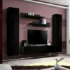 Meuble TV Mural Design "Fly I" 260cm Noir -Pas Cher Mobiliora Magasin meuble tv 19715055