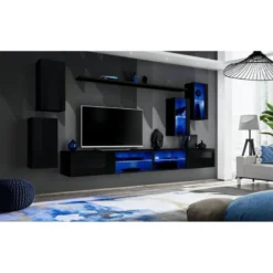 Ensemble Meuble TV Design "Switch XXV" 280cm Noir -Pas Cher Mobiliora Magasin meuble tv 19715149