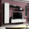 Meuble TV Mural Design "Fly I" 210cm Blanc & Noir -Pas Cher Mobiliora Magasin meuble tv 19715171