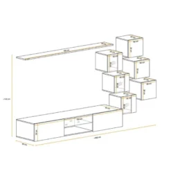 Ensemble Meuble TV Design "Switch XXI" 260cm Noir -Pas Cher Mobiliora Magasin meuble tv 19715185