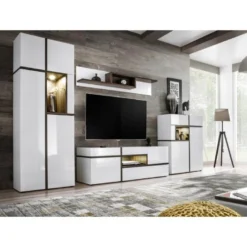 Ensemble Meuble TV Design "Cross" 330cm Blanc