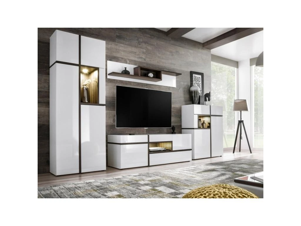 Ensemble Meuble TV Design "Cross" 330cm Blanc 3 Ensemble Meuble TV Design "Cross" 330cm Blanc