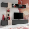 Ensemble Meuble TV "Rio" 230cm Anthracite & Chêne 2 Ensemble Meuble TV "Rio" 230cm Anthracite & Chêne -Pas Cher Mobiliora Magasin meuble tv 19715409