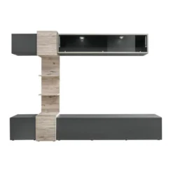 Ensemble Meuble TV "Rio" 230cm Anthracite & Chêne 8 Ensemble Meuble TV "Rio" 230cm Anthracite & Chêne -Pas Cher Mobiliora Magasin meuble tv 19715413