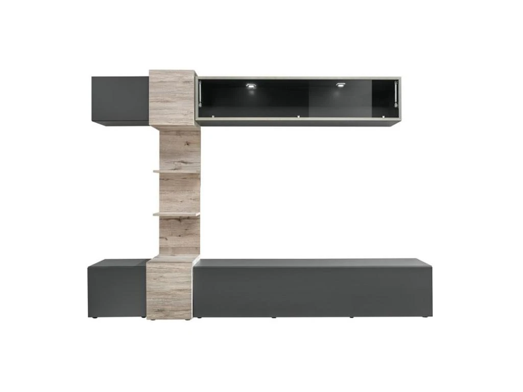Ensemble Meuble TV "Rio" 230cm Anthracite & Chêne 5 Ensemble Meuble TV "Rio" 230cm Anthracite & Chêne – Image 3