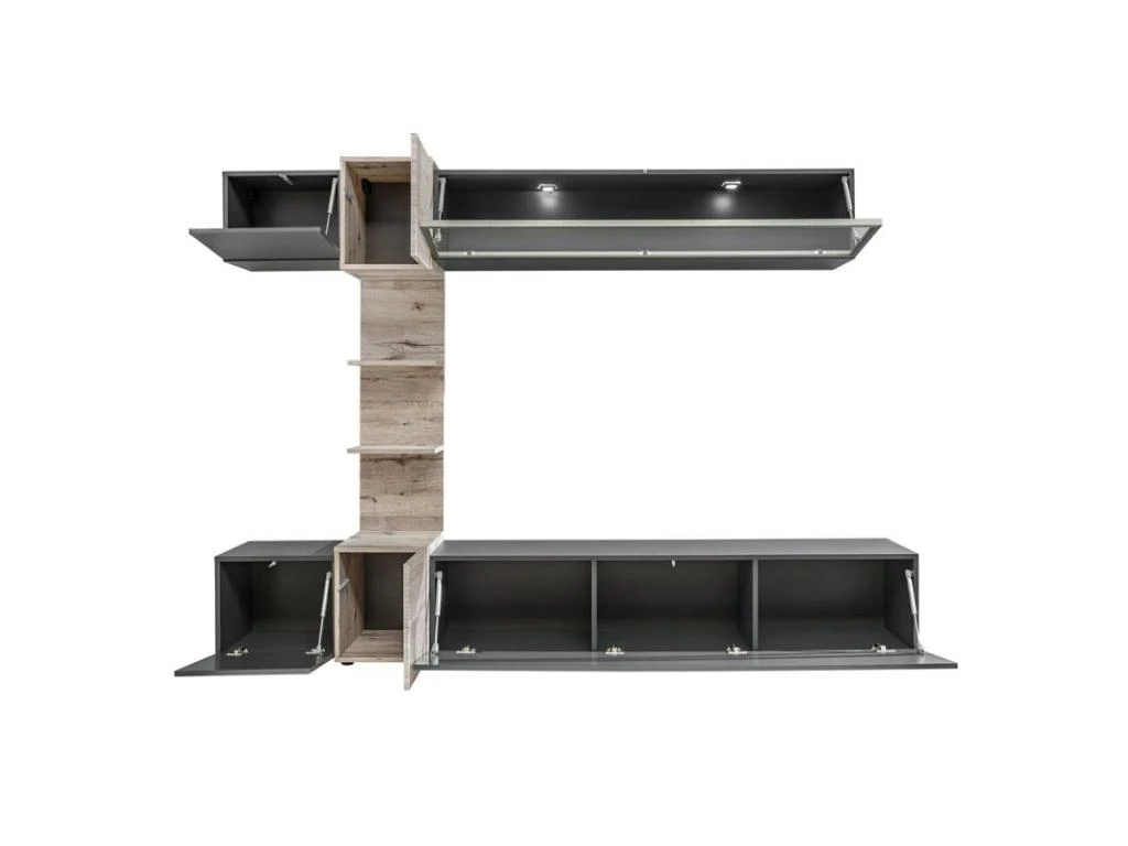 Ensemble Meuble TV "Rio" 230cm Anthracite & Chêne 6 Ensemble Meuble TV "Rio" 230cm Anthracite & Chêne – Image 4