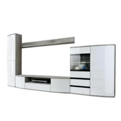 Meuble TV Design "Ontario" 340cm Blanc -Pas Cher Mobiliora Magasin meuble tv 19715419