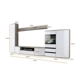 Meuble TV Design "Ontario" 340cm Blanc -Pas Cher Mobiliora Magasin meuble tv 19715421