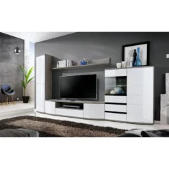 Meuble TV Design "Ontario" 340cm Blanc -Pas Cher Mobiliora Magasin meuble tv 19715423
