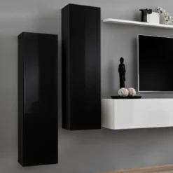 Meuble TV Mural Design "Switch I" 330cm Noir & Blanc -Pas Cher Mobiliora Magasin meuble tv 19715479