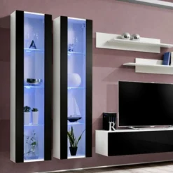 Meuble TV Mural Design "Fly II" 310cm Noir & Blanc 7 Meuble TV Mural Design "Fly II" 310cm Noir & Blanc -Pas Cher Mobiliora Magasin meuble tv 19715581