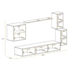 Ensemble Meuble TV "Switch XXIII" 250cm Naturel & Gris -Pas Cher Mobiliora Magasin meuble tv 19715611