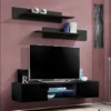 Meuble TV Mural Design "Fly III" 160cm Noir -Pas Cher Mobiliora Magasin meuble tv 19715727